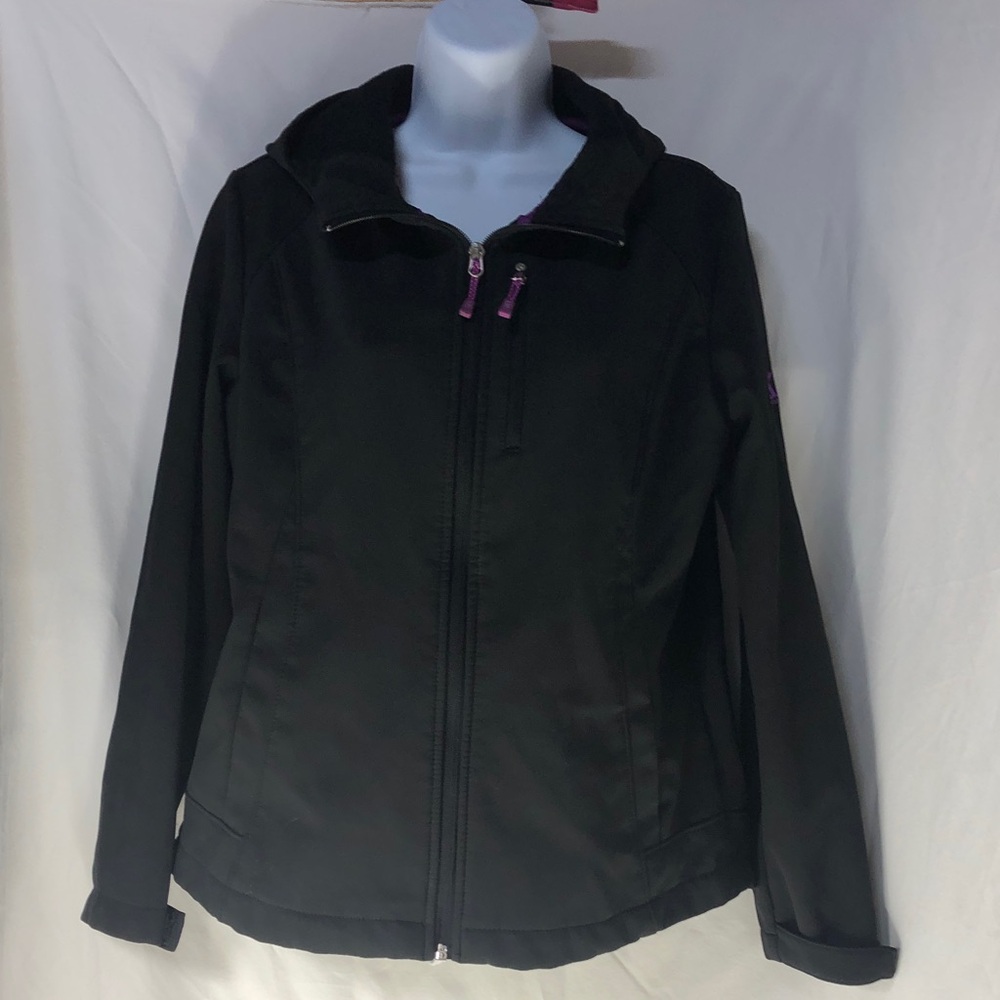 ZeroXposur Women's Black Hooded Softshell Jacket Coat, Size Medium